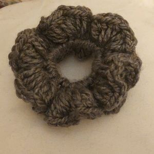 Gray Crocheted Scrunchie
